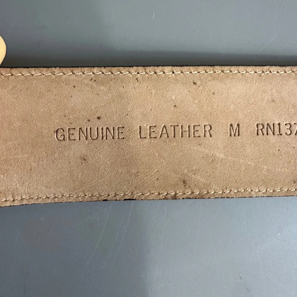 Lord & Taylor Vintage Black Leather Wide Waist Belt Gold Twisted Buckle Medium